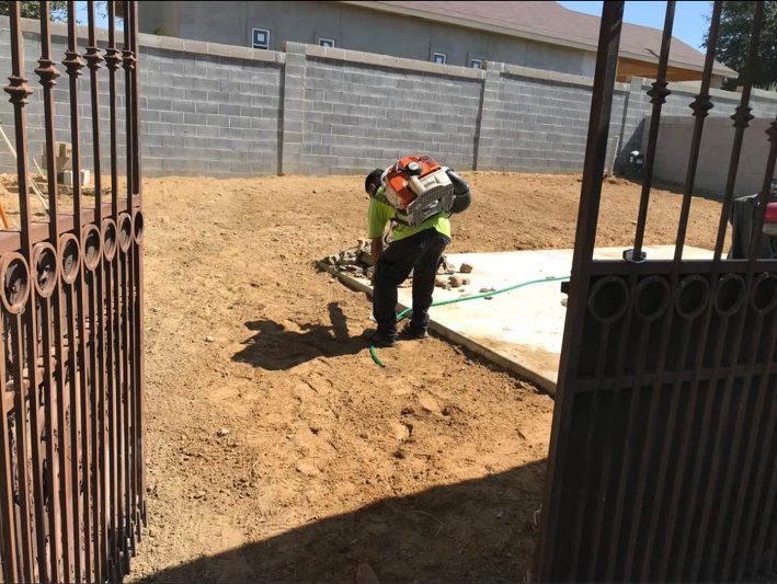 After backyard soil preparation by Del Valle Landscaping