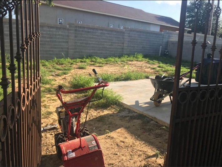 Before backyard soil preparation by Del Valle Landscaping