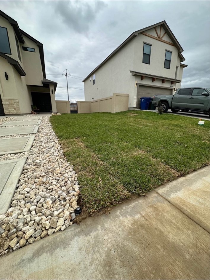 After front yard irrigation and grass project by Del Valle Landscaping